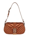 Versace Greca Goddess Quilted Satin Shoulder Bag In Orange