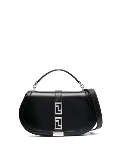 Versace Greca Goddess Shoulder Bag In Black