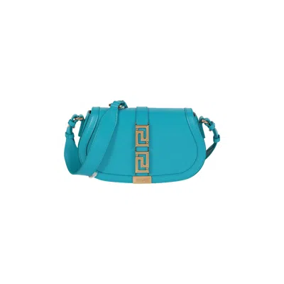 Pre-owned Versace Greca Goddess Shoulder Bag 'blue'