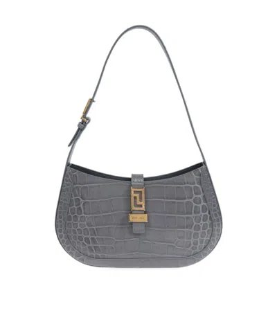 Versace Greca Goddess Shoulder Bag In Gray