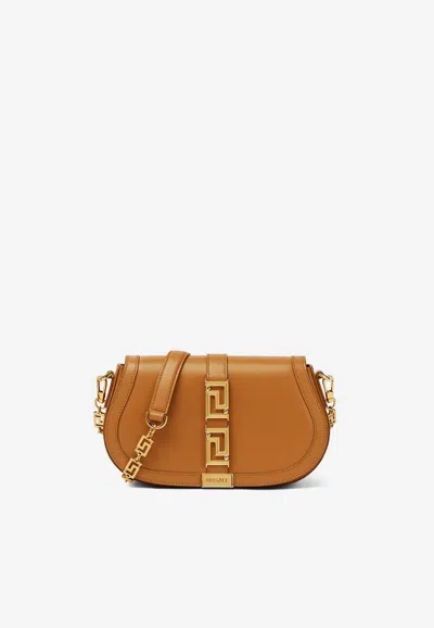 Versace Greca Goddess Shoulder Bag In Orange