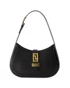 Versace Greca Goddess Leather Shoulder Bag In Black