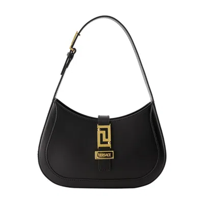 Versace Greca Goddess Small Hobo Bag In Black