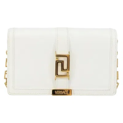 Pre-owned Versace Greca Goddess Wallet On Chain Leather Leather Bag () In White