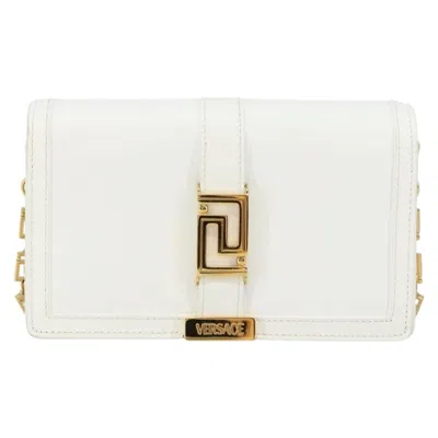 Pre-owned Versace Greca Goddess Wallet On Chain Leather Leather Bag () In White