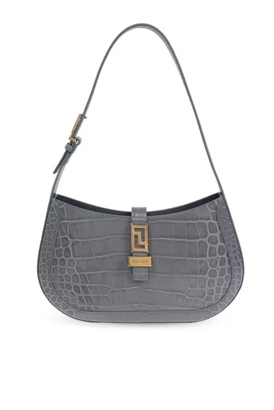 Versace Goddess Greek Hobo Bag In Grey