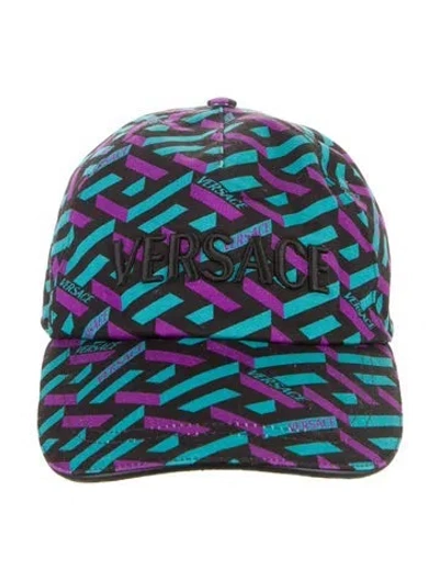 Pre-owned Versace Greca Hat New Size 58 In Purple