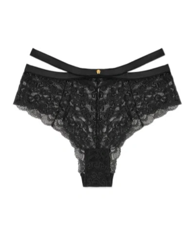 Versace Greca High-waist Lace Briefs In Black
