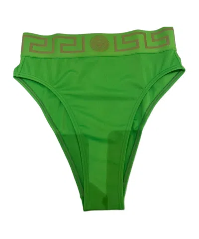 Versace Greca High-waisted Bikini Bottoms In Green