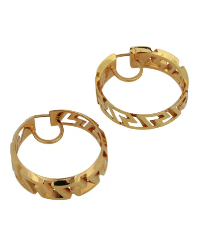Versace Greca Hoop Earrings In Gold