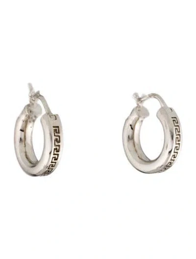 Pre-owned Versace Greca Hoop Earrings In Multi