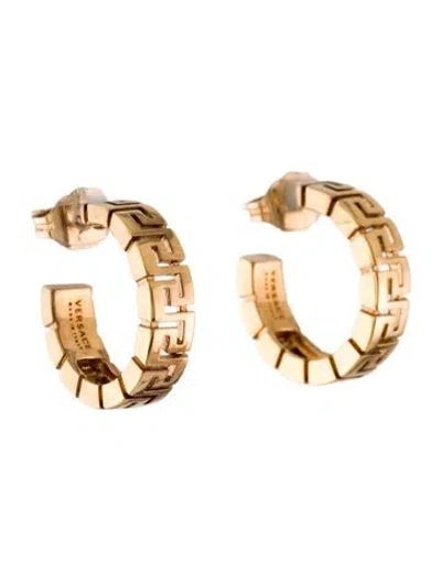 Pre-owned Versace Greca Hoop Earrings In Multi