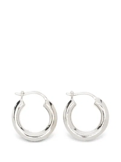 Versace Greca Hoop Earrings In Silver