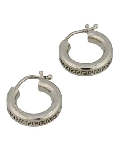 Versace Greca Hoop Earrings Woman Earrings Silver Size - Metal