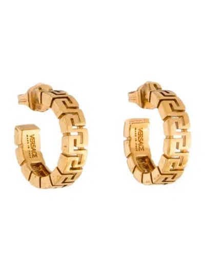 Pre-owned Versace Greca Huggie Earrings In Multi