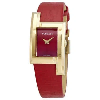 Pre-owned Versace Greca Icon Quartz Red Dial Ladies Watch Velu00319