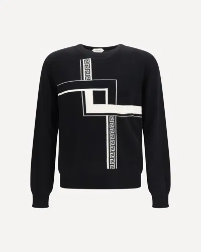 Versace Pull En Maille De Cachemire Intarsia In Black