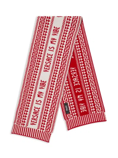 Versace Kids' Greca-intarsia Scarf In Pink