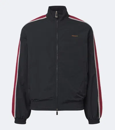 Versace Standcollar Zipup Track Jacket In Black