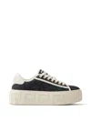 Versace Greca Jacquard Canvas Platform Trainers In Black
