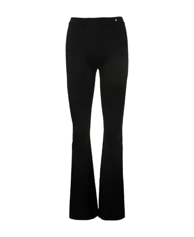 Versace Greca-jacquard Flared Trousers In Black