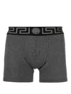 Versace Greca Jersey Boxers In Grey