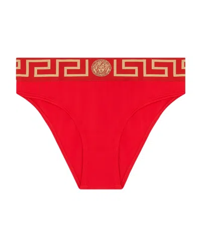 Versace Greca Border Bikini Bottoms In Rouge