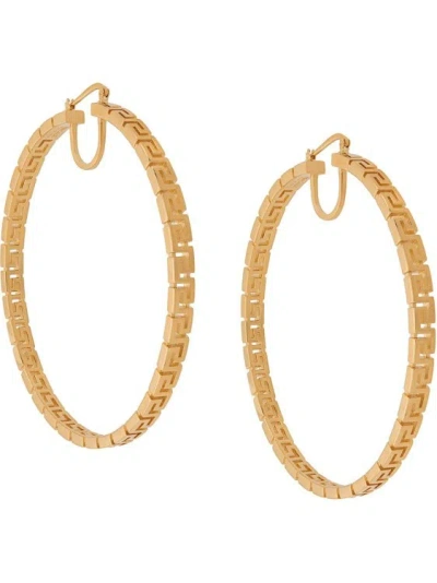 Versace Greca Key Hoop Earrings In Gold