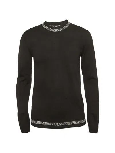 Pre-owned Versace Greca Key-motif Long-sleeved T-shirt In Black