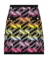 Versace Double Pocket Monogram Rainbow Knit Skirt In Black