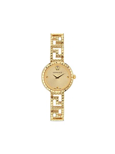 Versace Women's Swiss Greca Goddess Gold Ion Plated Stainless Steel Cut-out Bracelet Watch 28mm In Ip Yellow Gold
