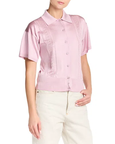 Versace Greca Lace Stitch Blouse In Pink