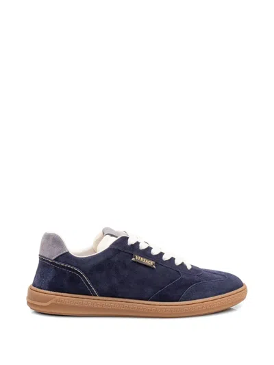 Versace Greca Lace-up Sneakers In Blue