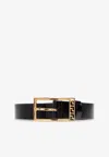 Versace Greca Leather Belt In Black