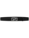 Versace Greca Leather Belt In Black