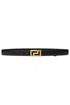 Versace Column Leather Adjustable Belt In Black