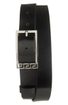 Versace Greca Leather Belt In Black- Gold
