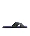Versace Greca Leather Slides In Black