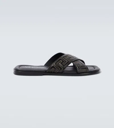 Versace Sandal La Greca In Black