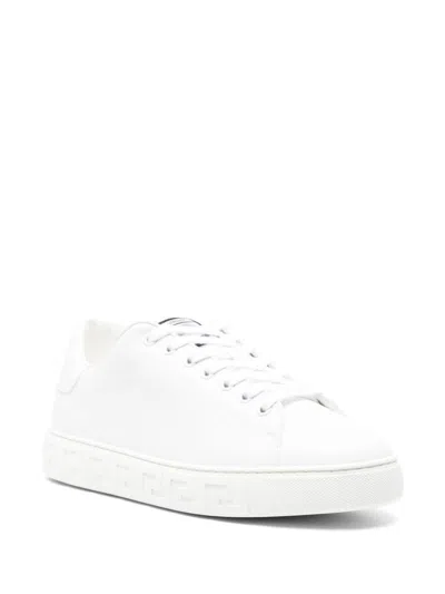 Versace Greca Leather Sneakers In White