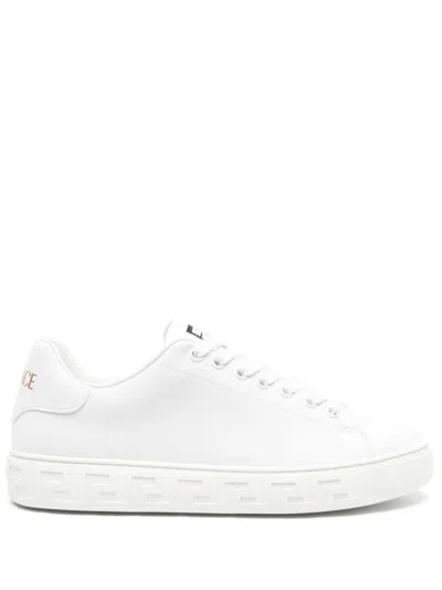 VERSACE VERSACE GRECA LEATHER SNEAKERS