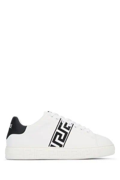 Versace Greca Leather Sneakers In White