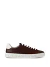 Versace Greca Leather Sneakers In Brown