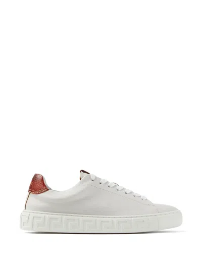 Versace Greca Leather Sneakers In White