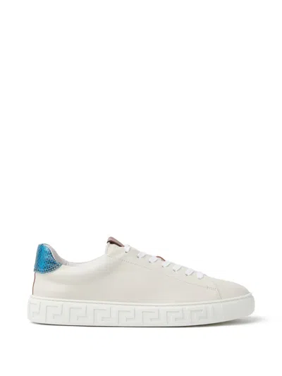 Versace Greca Leather Sneakers In White