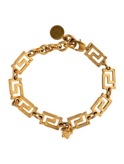 Pre-owned Versace Greca Link Bracelet, 9.25" In Multicolor