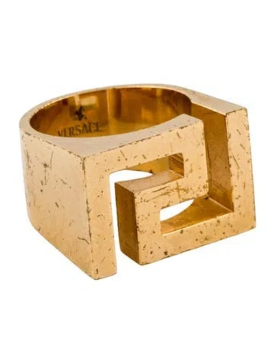 Pre-owned Versace Greca Logo Band Ring In Multi