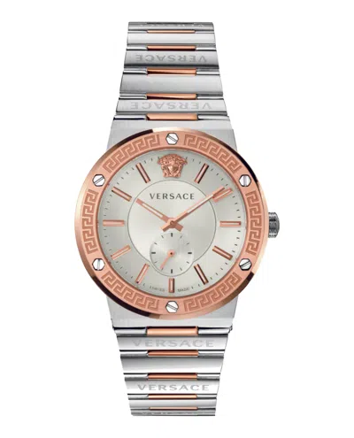 Versace Greca Logo Bracelet Watch In Metallic