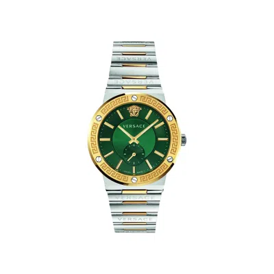 Pre-owned Versace Greca Logo Bracelet Watch 'two Tone' | Silver | Men's Size Onesize