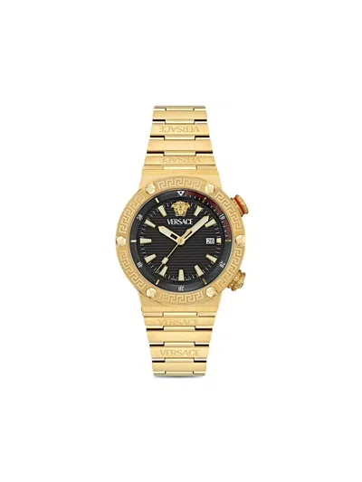 Versace Greca Logo Diver Bracelet Watch In Gold